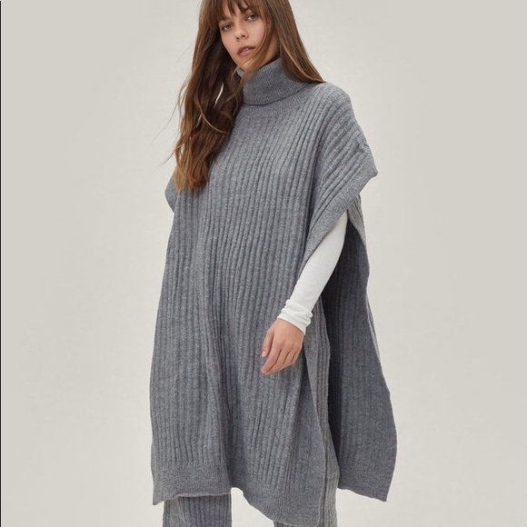 Nasty Gal Sweaters - 👽Roll Neck Soft Knitted Maxi Poncho Sweater👽
